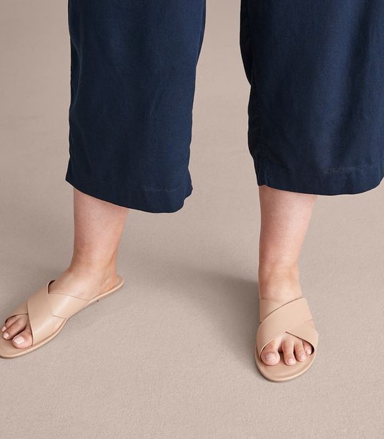 Curve Linen Blend Wide Leg Crop Pants