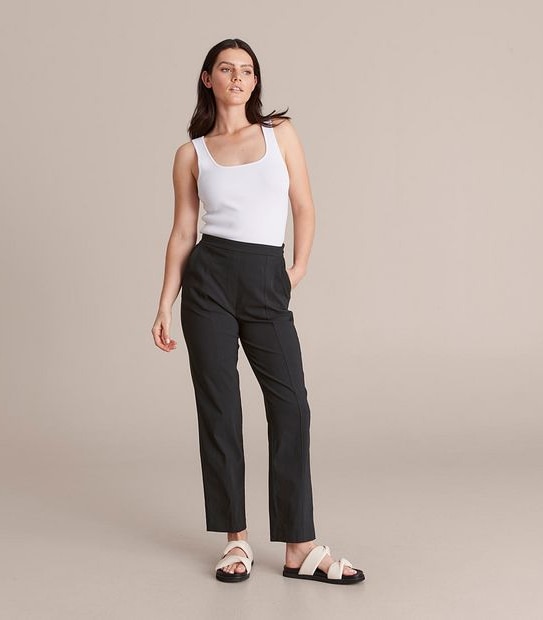 Preview High Waist Straight Bengaline Pants