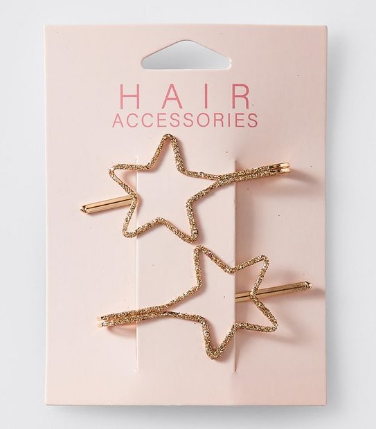 2 Pack Kids Glitter Star Slide Pins