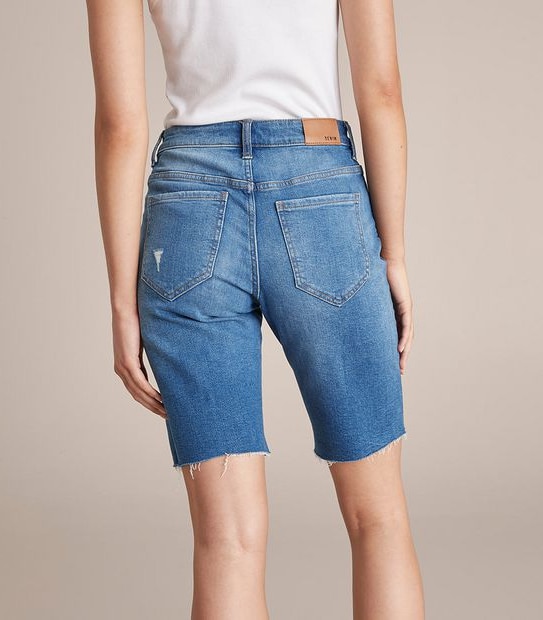 Raw Edge Relaxed Bermuda Denim Shorts