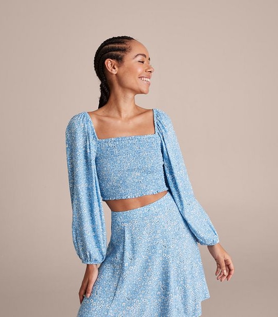 Lily Loves Puff Sleeve Shirred Bodice Blouse