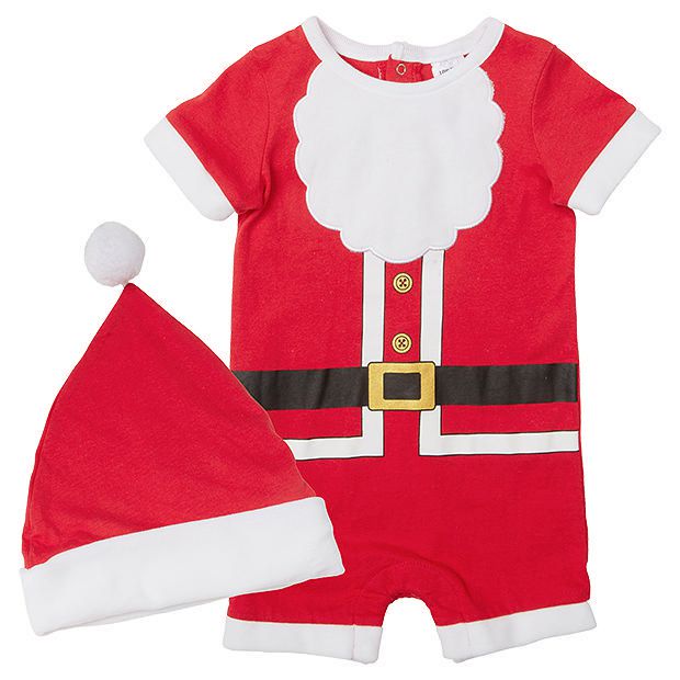 Baby Christmas Santa Romper And Hat Set 