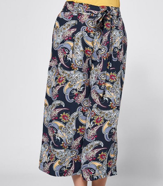 Linen Blend Belted Culotte Pants
