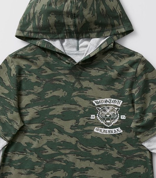 Camouflage Layer Sleeve Hooded Top