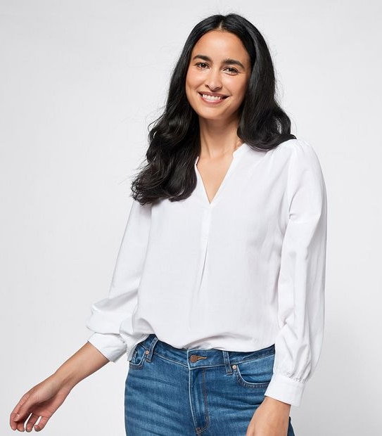 Linen Blend Overhead Blouse