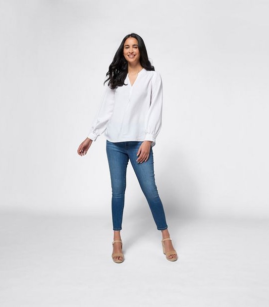 Linen Blend Overhead Blouse