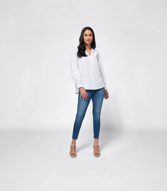Linen Blend Overhead Blouse