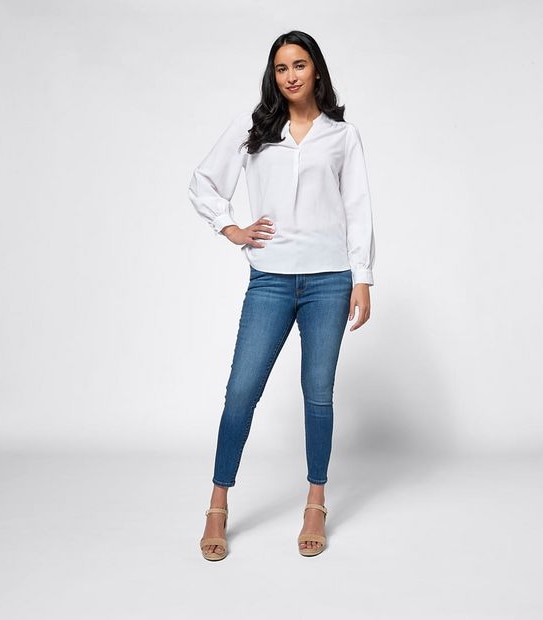 Linen Blend Overhead Blouse