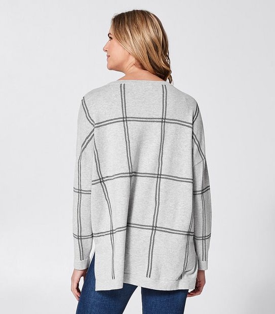 Oversized Boatneck Jumper - Grey Marle/Black Stripe