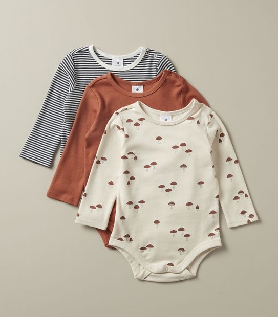 3 Pack Baby Organic Cotton Bodysuits