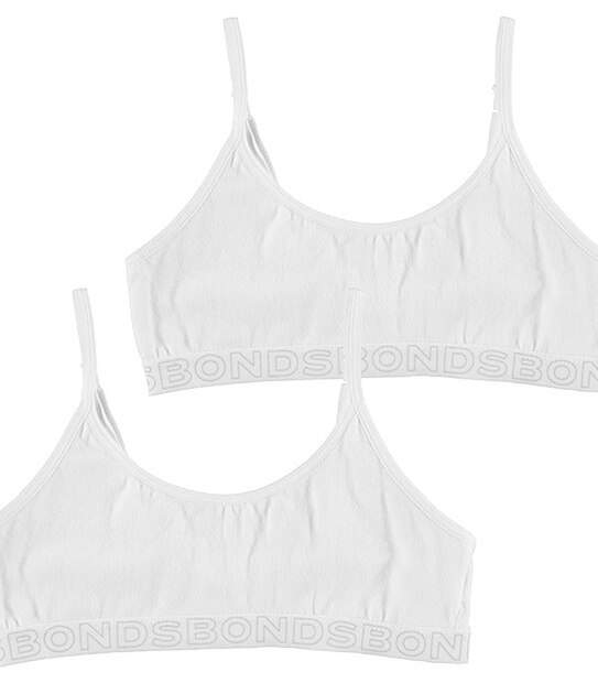 Bonds Older Girls 2 Pack Hipster Crop - White