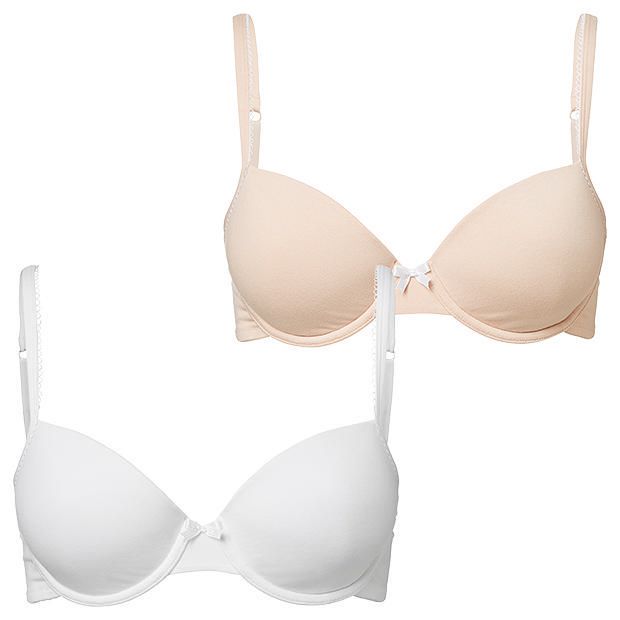 Lily Loves 2 Pack T-Shirt Bras, Style:T1434CW - Taupe / White