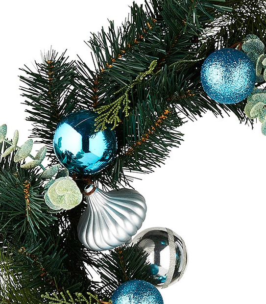 Green Wreath with Glitter Balls & Leaves