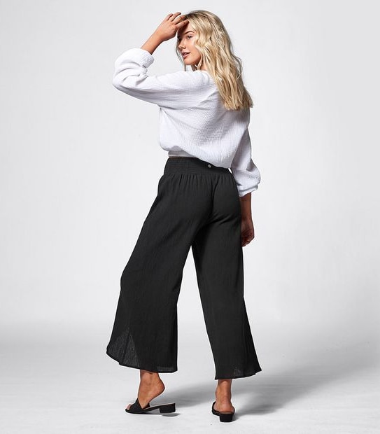 Piping Hot Split Beach Pants - Black