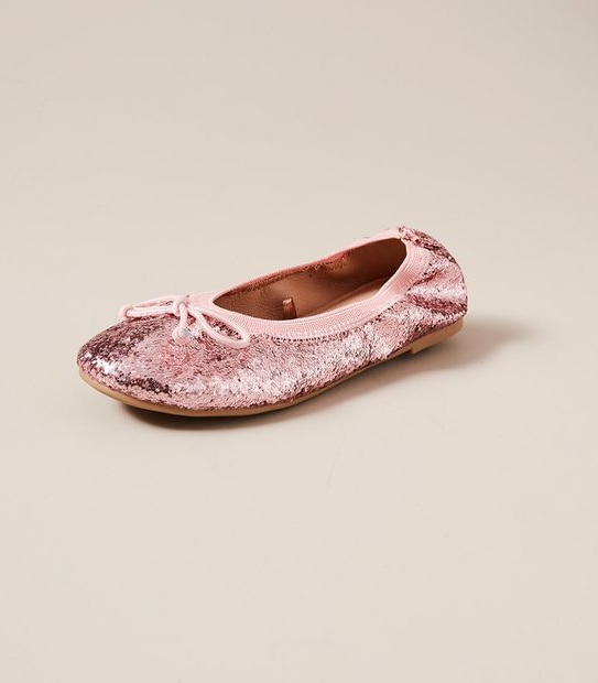 Kids Junior Glitter Elastic Ballet Flats