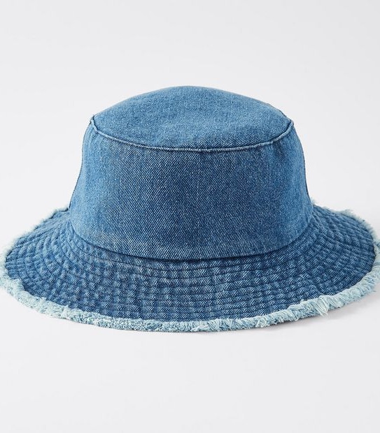 Frayed Edge Bucket Hat - Denim Blue