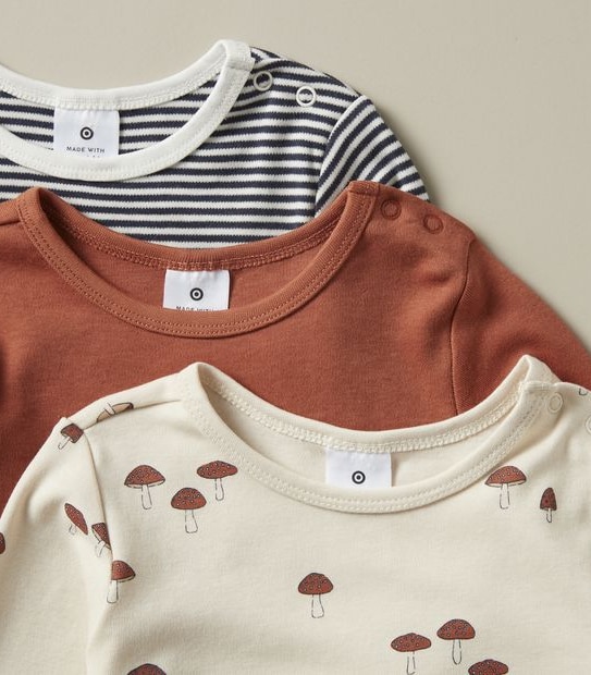 3 Pack Baby Organic Cotton Bodysuits