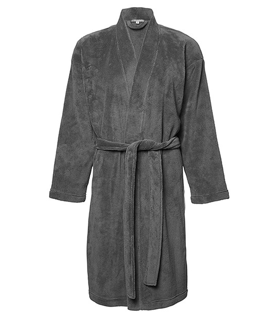 Coral Fleece Short Dressing Gown - Grey