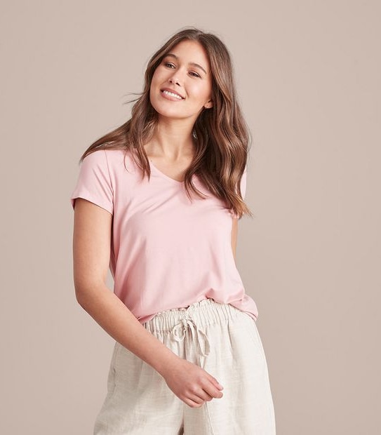 Modal/Elastane V-Neck T-Shirt