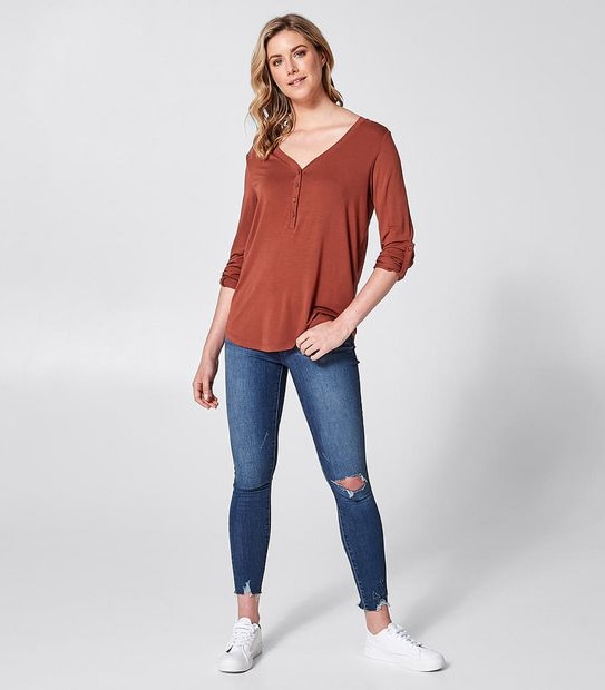 Rory Henley Long Sleeve Top - Burnt Orange