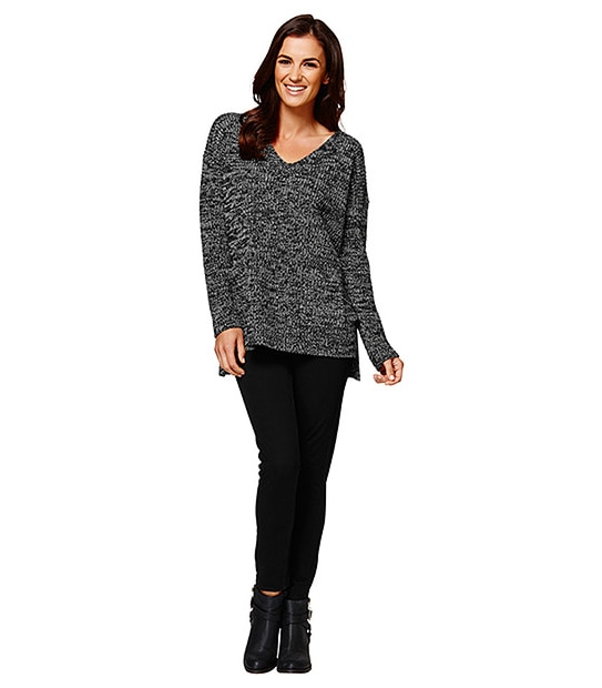 Fishermans Rib Sweater - Black/White