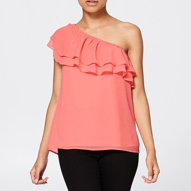 Dannii Minogue Petites One Shoulder Ruffle Top Dannii Minogue Petites One Shoulder Ruffle Top