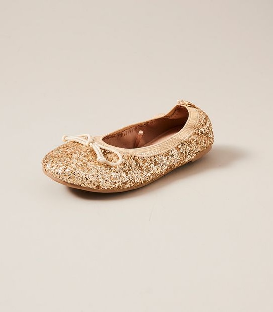 Kids Junior Glitter Elastic Ballet Flats