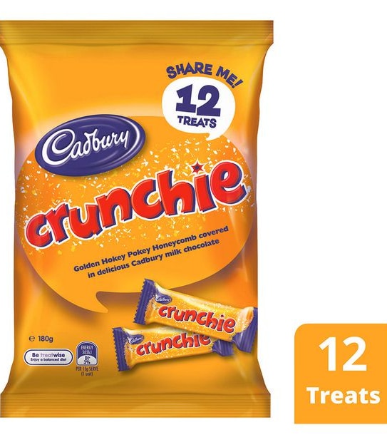 Cadbury Crunchie Milk Chocolate Sharepack 12 Pack - 180g