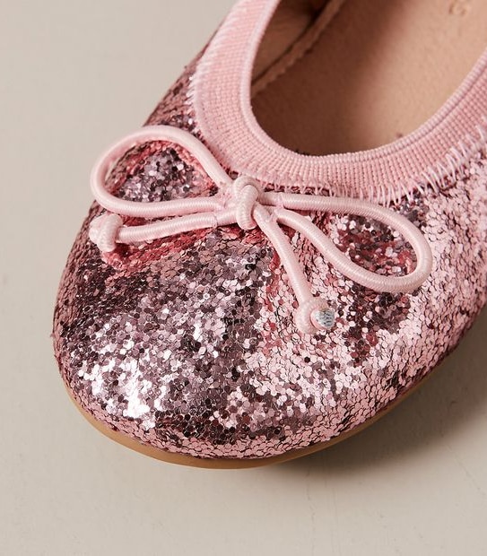 Kids Junior Glitter Elastic Ballet Flats