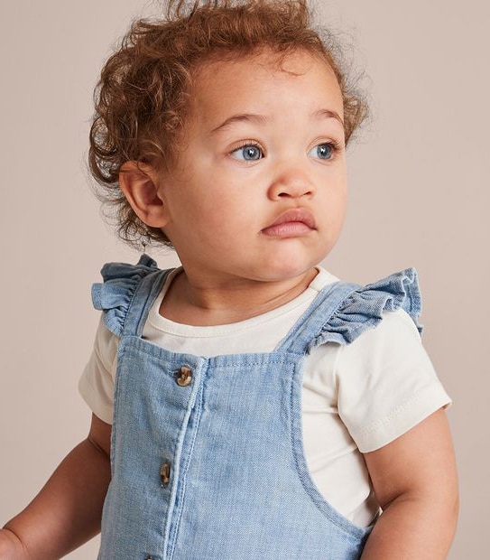 2 Piece Baby Linen Blend Shortall