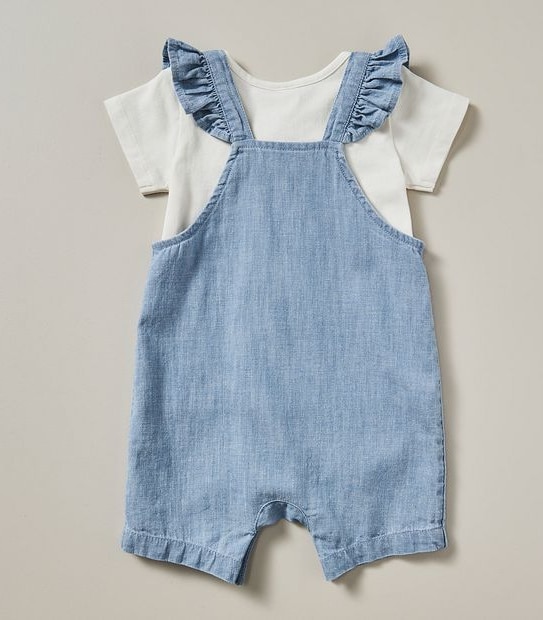 2 Piece Baby Linen Blend Shortall