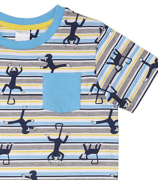 Monkey Print Short Sleeve Pyjama Set 2 of 5