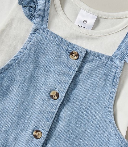 2 Piece Baby Linen Blend Shortall