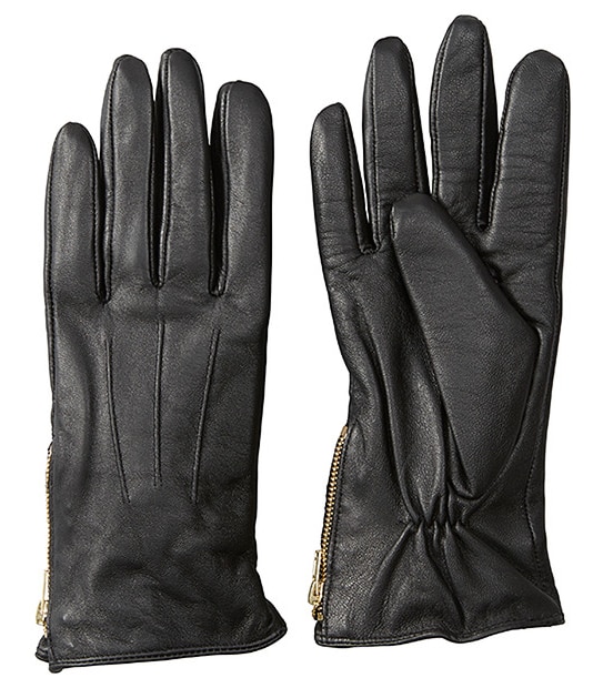 Leather Gloves With Zips