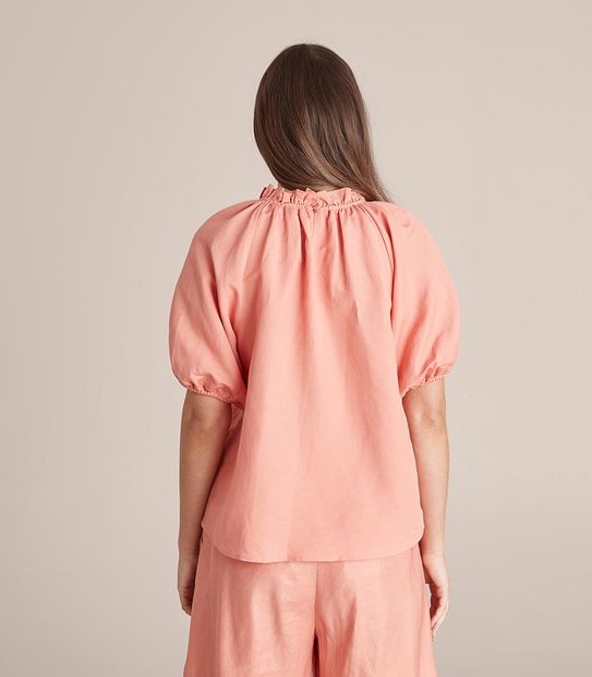 Preview Linen Blend Frill Neck Blouse