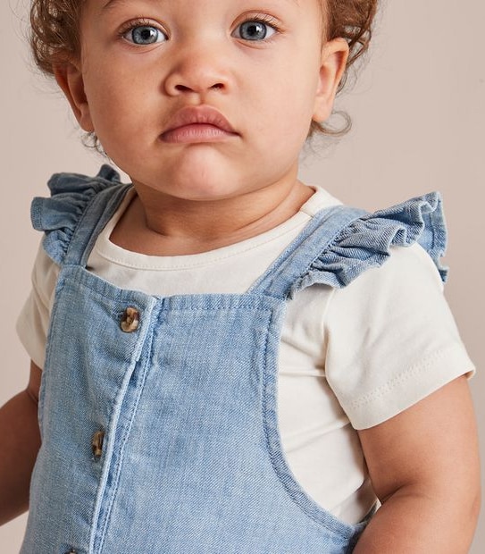 2 Piece Baby Linen Blend Shortall