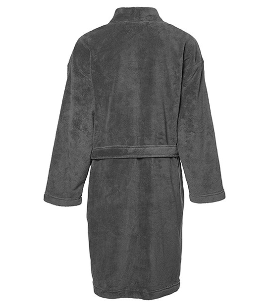 Coral Fleece Short Dressing Gown - Grey