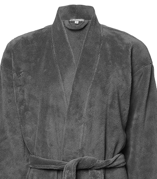 Coral Fleece Short Dressing Gown - Grey
