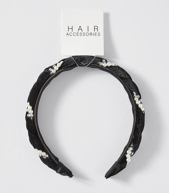 Alice Headband Pearl Black Velvet Black