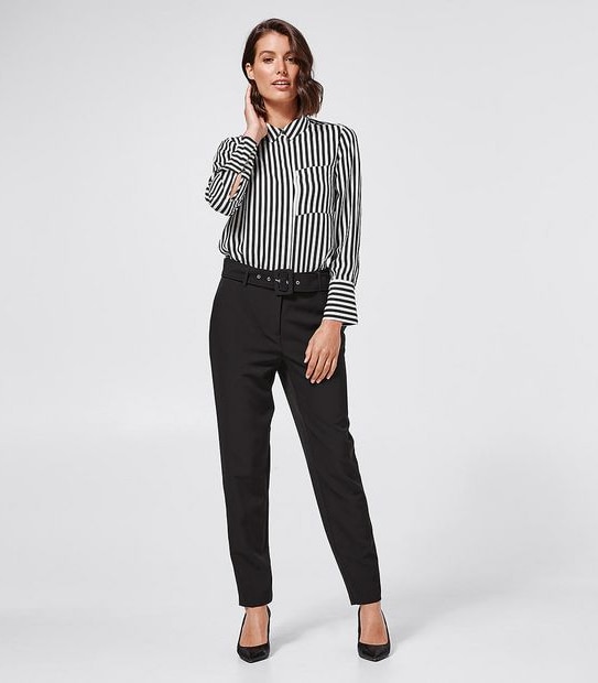 Preview Tapered Leg Fashion Pants - Black