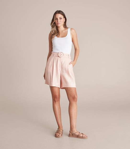 Preview Linen Blend High Waisted Belted Shorts Target Australia