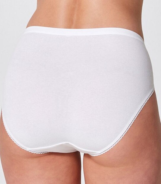 Cotton and Lace High Cut Briefs - White