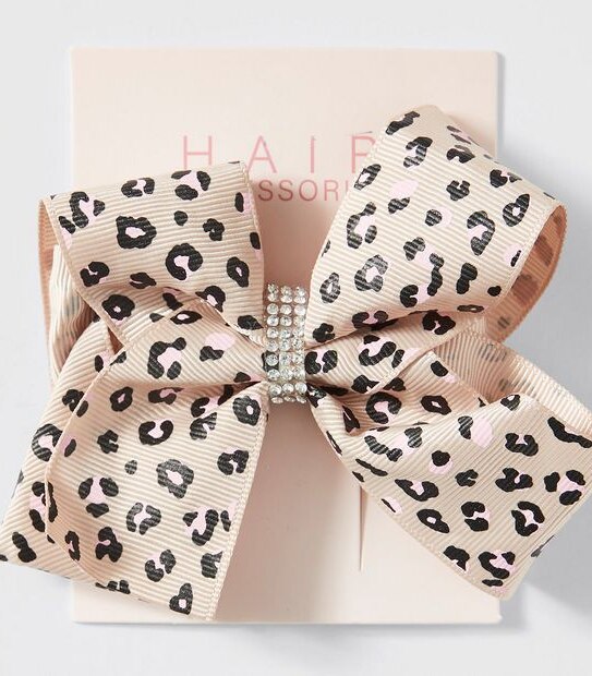 Kids Medium Leopard Print Bow