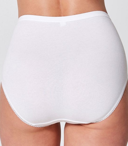Cotton and Lace Full Briefs - White