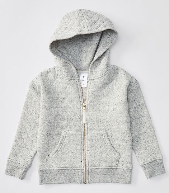 Quilted Zip Through Hooded Jacket - Grey