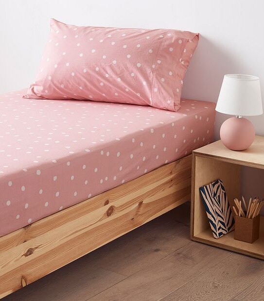 Stonewash Printed Fitted Sheet & Pillowcase Set - Spot Grace