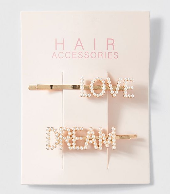 Kids Love and Dream Pearl Hair Clips 2 Pack