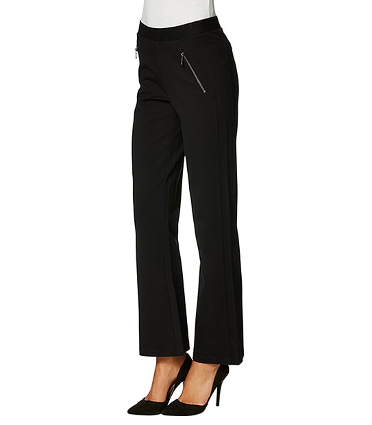 Pull-On Ponte Bootleg Pants - Black