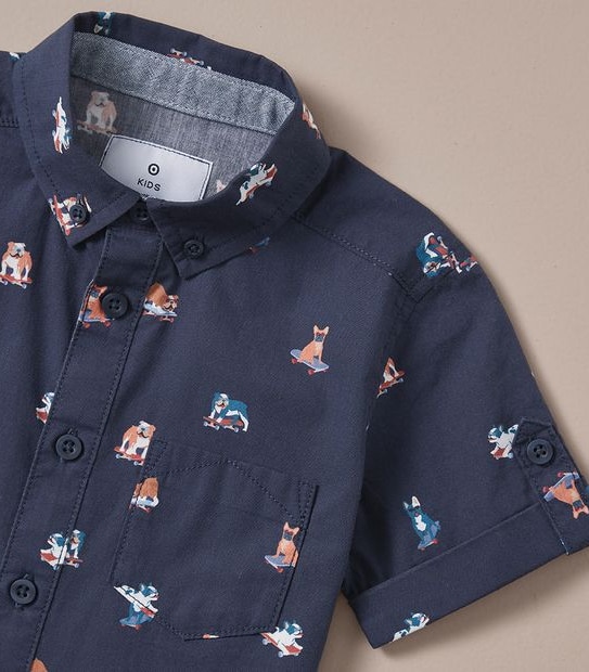 245165_06 SS SHIRT DOG AOP - NAVY