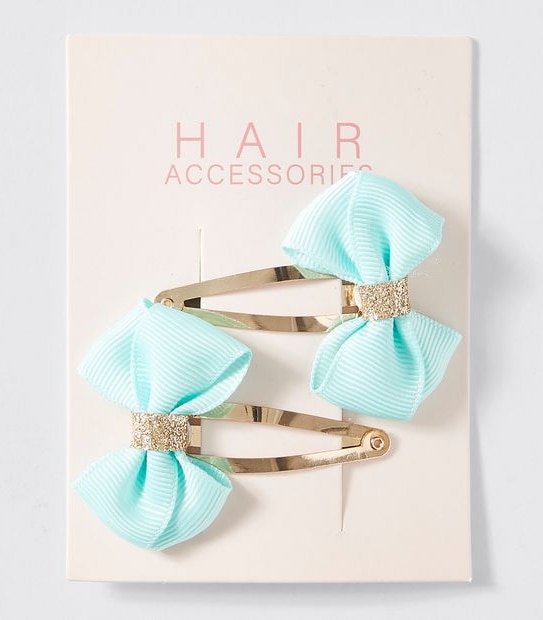 Kids Mint Sleepy Bow Hair Clips 2 Pack